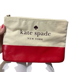 Kate Spade Ash Street Gia Canvas Red and Cream Clutch/Cosmetic Case
